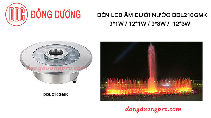 Đèn led âm dưới nước chiếu sáng đài phun nước